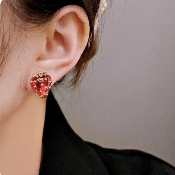 kate spade Jewelry - Kate Spade New York Stud Red Strawberry Fruit  Earrings